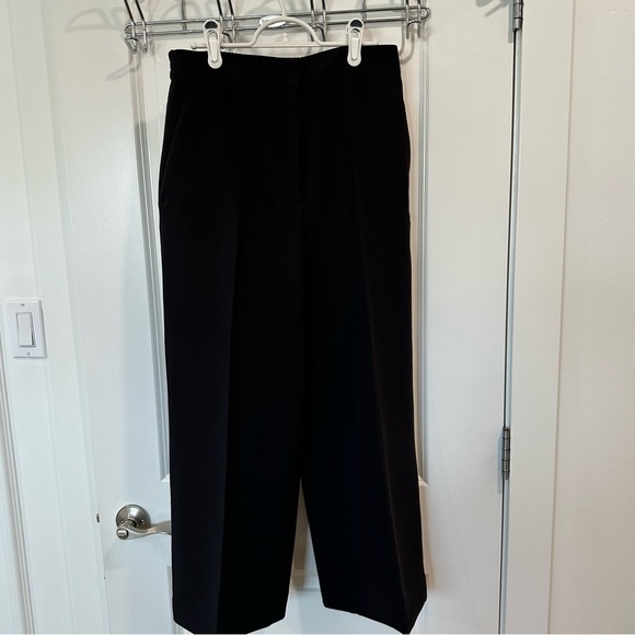 Zara Black Cropped Culottes Women’s Medium Wide Leg Dress Pants Like New - Picture 3 of 14